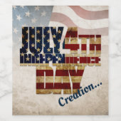 Vierde onafhankelijkheidsdag juli V 2.0 2020 Wijn Etiket (Enkel label)