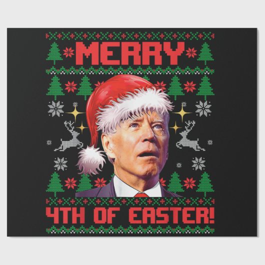 Vierde Paasdag grappige Joe Biden Kerstmis Cadeaupapier (Vlak)
