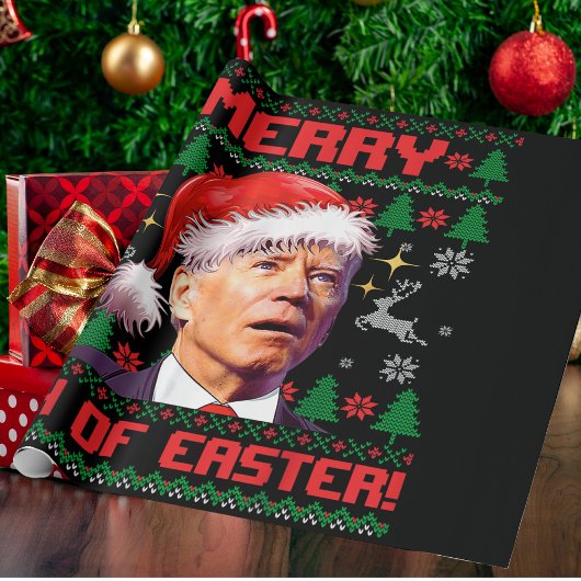 Vierde Paasdag grappige Joe Biden Kerstmis Cadeaupapier