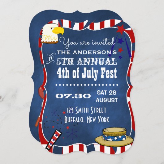 Vierde partij bij het Chalkboard van juli Kaart (Voorkant / Achterkant)