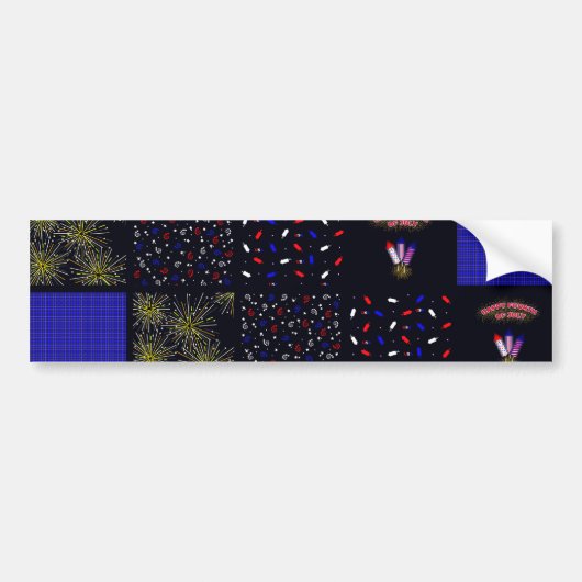 Vierde Patchwork Patroon juli - 4 juli Bumpersticker (Voorkant)