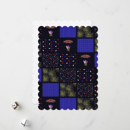 Vierde Patchwork Patroon juli - 4 juli Feestdagenkaart (Voorkant / Achterkant in situ)