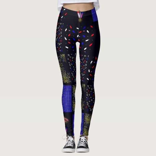 Vierde Patchwork Patroon juli - 4 juli Leggings (Voorkant)