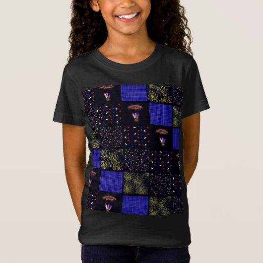 Vierde Patchwork Patroon juli - 4 juli T-shirt (Voorkant)