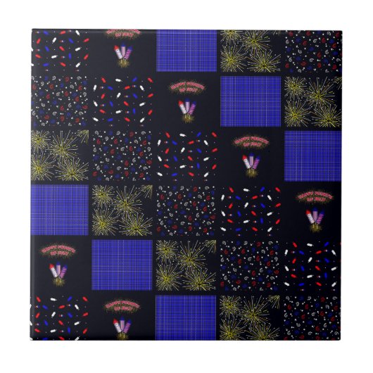 Vierde Patchwork Patroon juli - 4 juli Tegeltje (Voorkant)