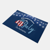 Vierde Patriotic Red White Blue USA Vlag Licht Deurmat (Schuin)