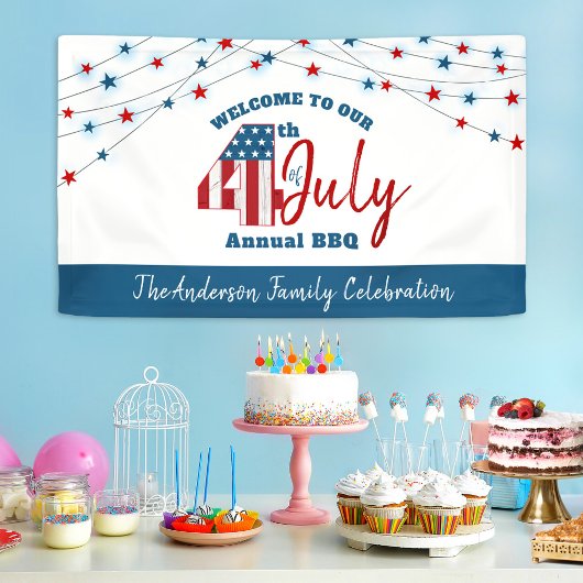 Vierde Patriotic Red White Blue USA Vlagsterren Spandoek