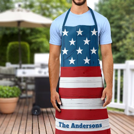 Vierde Patriotic USA Rustic Wood American Flag jul Schort