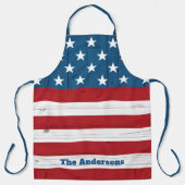 Vierde Patriotic USA Rustic Wood American Flag jul Schort (Voorkant)