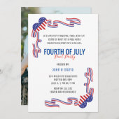 Vierde Pool Party Red, Blue and White Invi Kaart (Voorkant / Achterkant)