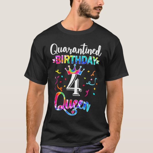 Vierde Quarantaine verjaardag Koningin met kunst T T-shirt (Voorkant)