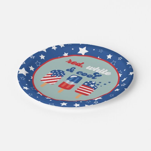 Vierde Rode Blauwe Dag juli Papieren Bordje (Gekanteld)