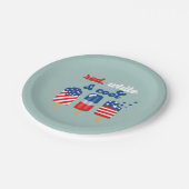 Vierde Rode Blauwe Dag juli Papieren Bordje (Gekanteld)