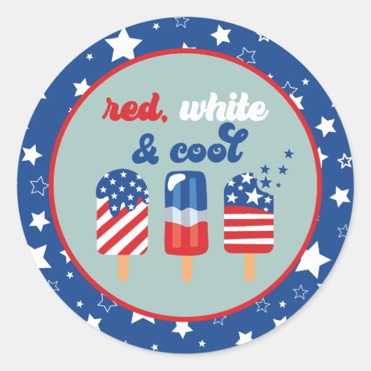 Vierde Rode Blauwe Dag juli Ronde Sticker (Voorkant)