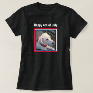 Vierde Rode Blauwe Kute Dog met scarf van juli T-shirt