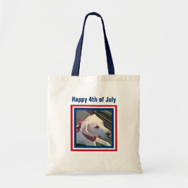 Vierde Rode Blauwe Kute Dog met scarf van juli Tote Bag