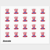 Vierde Rode Blauwe Patriottische Oom Sam Tophat Ronde Sticker (Vel)