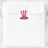 Vierde Rode Blauwe Patriottische Oom Sam Tophat Ronde Sticker (Tas)
