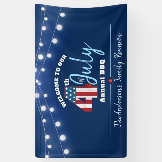 Vierde Rode Blauwe Patriottische Zeevlaglampjes Spandoek (Verticaal)