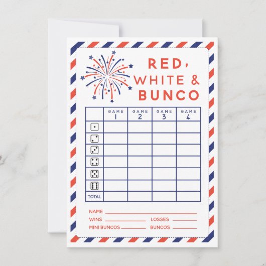 Vierde Rode Witte en Bunco kaart van juli (Voorkant)