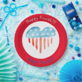 VIERDE RONDE RED (HEART FLAG) PAPIER BORDEN HAPPY PAPIEREN BORDJE (Feest)