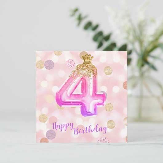 Vierde roze Paarse goudmeisjes Kaart (Staand voorkant)