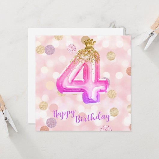 Vierde roze Paarse goudmeisjes Kaart (Voorkant / Achterkant in situ)