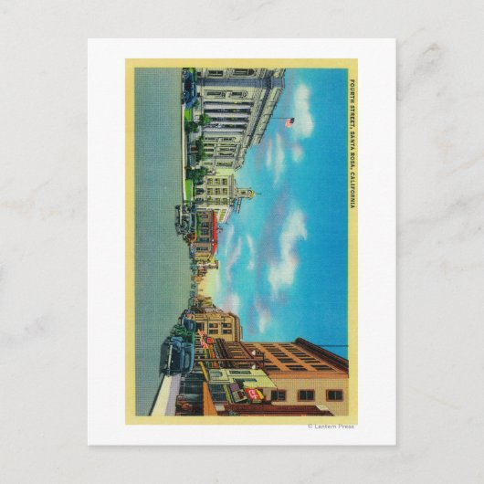 Vierde straat in Santa Rosa, CAS-anta Rosa, CA Briefkaart (Voorkant)