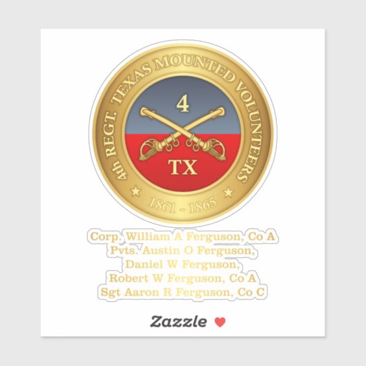 Vierde Texas Cavalry (Ferguson) Sticker (Vel)