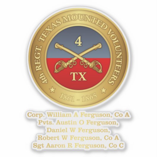 Vierde Texas Cavalry (Ferguson) Sticker (Voorkant)