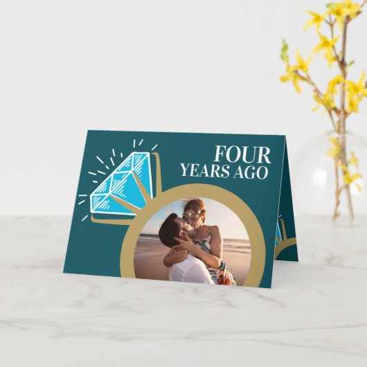 Vierde trouwdag nu, foto-kaart kaart (Gele Bloem)
