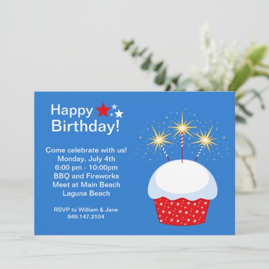 Vierde uitnodiging van Birhday Party (Staand voorkant)