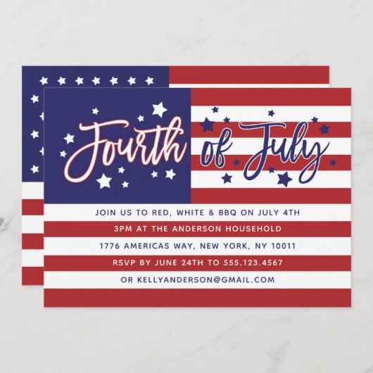 Vierde uitnodiging van de Amerikaanse vlaggenparti (Voorkant / Achterkant)