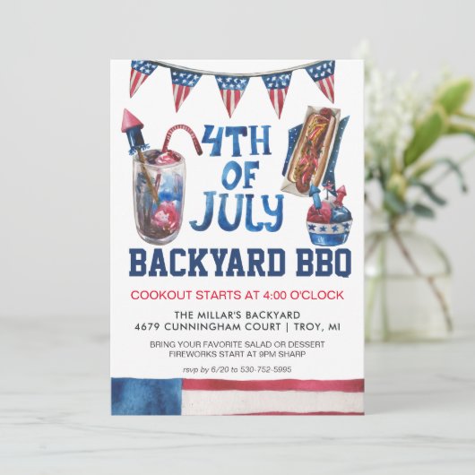 Vierde uitnodiging van de BBQ Party van juli (Staand voorkant)