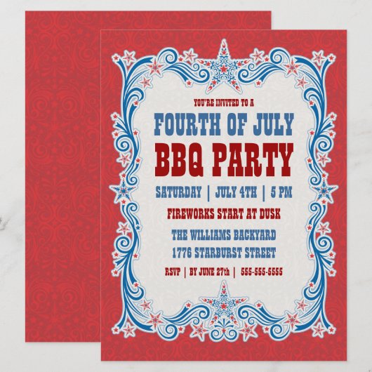 vierde uitnodiging van de BBQ van juli (Voorkant / Achterkant)
