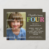 Vierde uitnodiging van de partij van Birthday (Voorkant / Achterkant)