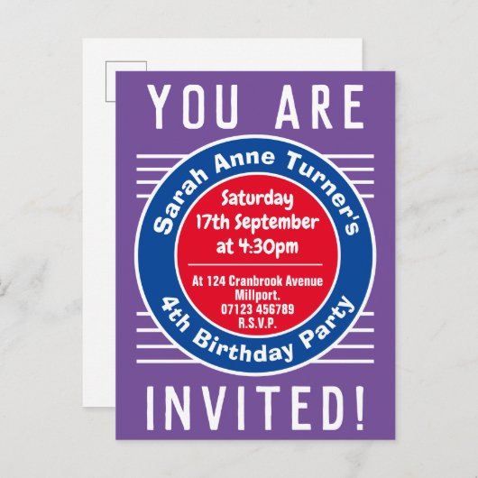 Vierde uitnodiging van de vierde verjaardag van he (Voorkant / Achterkant)