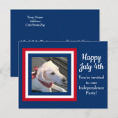 Vierde uitnodiging van juli Cute Red White Blue Do (Voorkant / Achterkant)