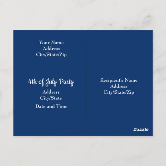 Vierde uitnodiging van juli Cute Red White Blue Do (Achterkant)