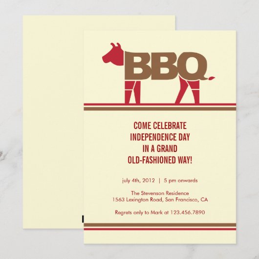 Vierde uitnodiging van juli Modern BBQ (Voorkant / Achterkant)