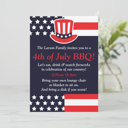 Vierde uitnodiging van juli: Red, White en Blue Pa (Staand voorkant)