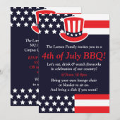 Vierde uitnodiging van juli: Red, White en Blue Pa (Voorkant / Achterkant)