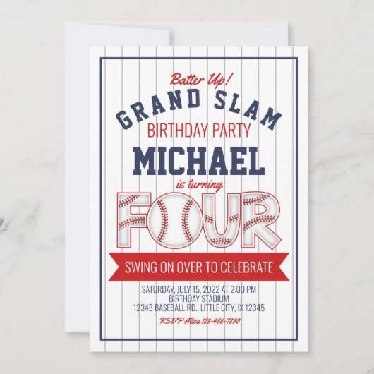 Vierde uitnodiging voor de wedstrijd van Baseball (Voorkant)