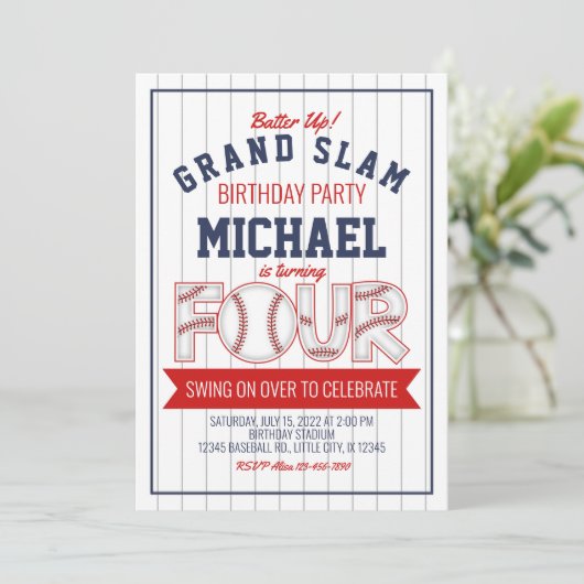 Vierde uitnodiging voor de wedstrijd van Baseball (Staand voorkant)