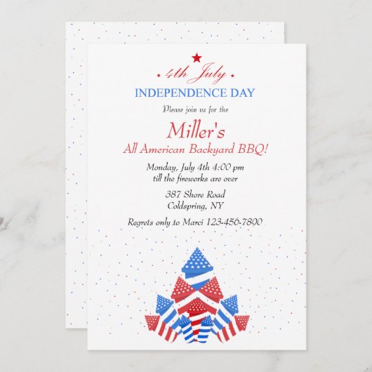 Vierde uitnodiging voor vuurwerk van juli (Voorkant / Achterkant)