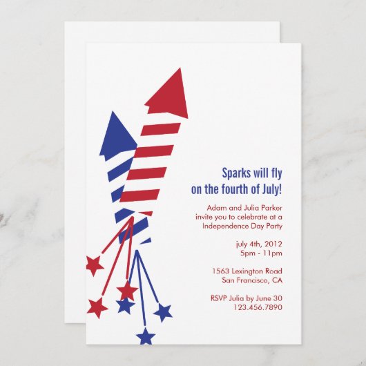 Vierde Uitnodiging Vuurwerk Rockets BBQ van juli (Voorkant / Achterkant)