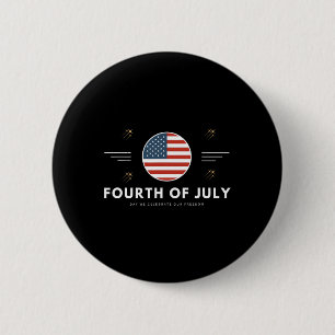 Vierde van 4 juli Amerikaanse vlag USA Ronde Button 5,7 Cm