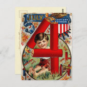 Vierde van de Jongen van Juli met Vuurwerk Briefkaart (Voorkant / Achterkant)