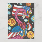 VIERDE VAN DE ROZE FLAMINGO VAN JULI, HET FEESTDAGENKAART (Voorkant)