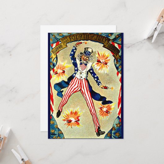  Vierde van de Vierde van Juli Celebratie-Oom Sam Kaart (Voorkant / Achterkant in situ)